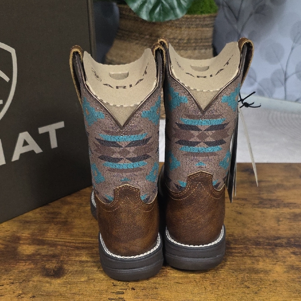 Ariat Anthem Shortie Savanna Western Boot Dry Taupe Turquoise Aztec - Size 7 - Picture 8 of 14